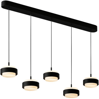 Freelight Hanglamp Puleggia 5 lichts L 120 cm comfortlift zwart