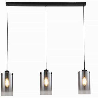 Freelight Hanglamp Ventotto Zwart & Smoke Glas 3 Lichts