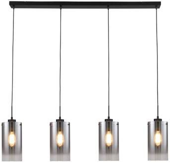 Freelight Hanglamp Ventotto Zwart & Smoke Glas 4 Lichts