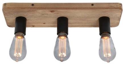 Freelight Plafondlamp Lenero 3 Lichts L 50 cm hout zwart