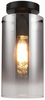 Freelight Plafondlamp Ventotto Zwart & Smoke Glas 15cm Ø