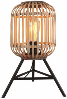 Freelight Tafellamp Malacca Mat Zwart & Rotan Bruin