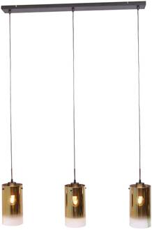 Freelight Ventotto hanglamp, zwart/goud, lengte 105 cm, 3-lamps glas zwart, goud