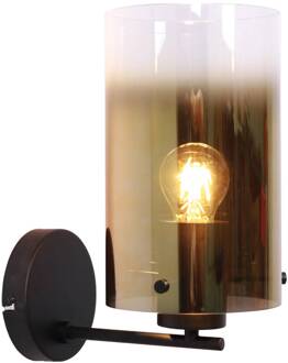 Freelight Ventotto wandlamp, zwart/goud, breedte 15 cm, metaal/glas zwart, goud