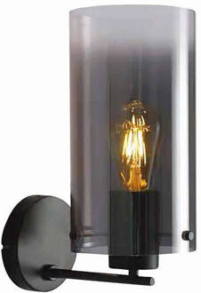 Freelight Wandlamp Ventotto Zwart & Smoke Glas 33cm