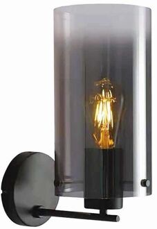 Freelight Wandlamp Ventotto Zwart & Smoke Glas 33cm