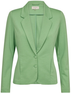 FREEQUENT Groene Jersey Blazer met V-hals Freequent , Green , Dames - Xl,L,M,S