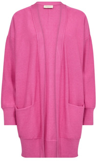 FREEQUENT Roze Lang Cardigan Freequent , Pink , Dames - Xl,L,M,S