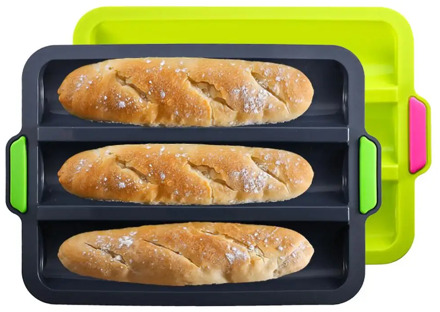 French Bread Baking Tray Non Stick French Bread Mould Silicone Mini Baguette Baking Pan Pan-Bread Mold Cake Mold Kitchen Gadget