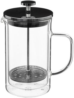 French press cafetiere - dubbelwandig glas - 600 ml - Cafetiere Transparant