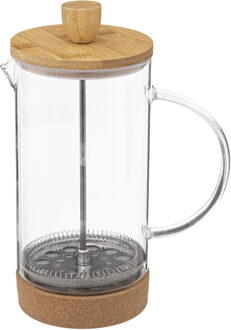 French press cafetiere - glas/bamboe - 1 liter - Cafetiere Transparant