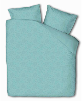 Fresh & Co - Lits-jumeaux Dekbedovertrek Embossed Bloem - Blauw 240x220 cm - Microvezel - Dekbedovertrek met 2 kussenslopen
