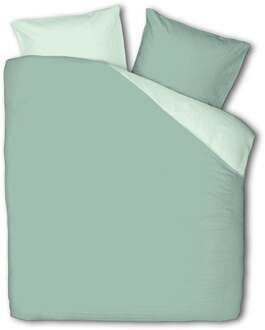 Fresh & Co - Lits-jumeaux Dekbedovertrek Hotel Two Tone - Mint 240x220 cm - Microvezel - Dekbedovertrek met 2 kussenslopen