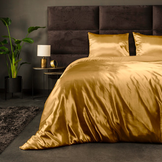 Fresh & Co - Lits-jumeaux Dekbedovertrek  Silk Satin - Goud 240x220 cm - Microvezel - Dekbedovertrek met 2 kussenslopen