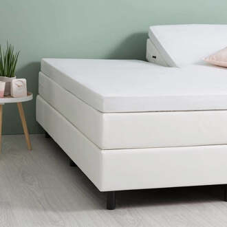 Fresh & Co Split topper Molton - Comfort Stretch - 200x200 cm - Max dikte topper 14cm - Wit