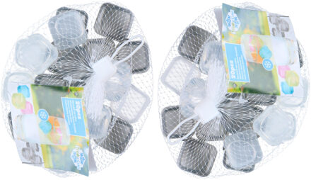 Fresh & cold 40x IJsblokjes - zwart/wit - kunststof - herbruikbaar - vierkant