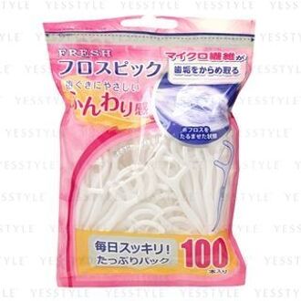 Fresh Disposable Plastic Stemmed Dental Floss Pick 100 pcs