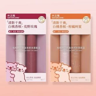 Fresh Flavor Roll On Dew Set Hug Bear Limited Edition - 2 Types Peach & Orange (18ml x 2)