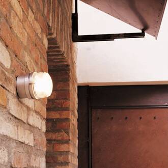 Fresnel - Wandlamp met glazen lens IP44, grijs duidelijk