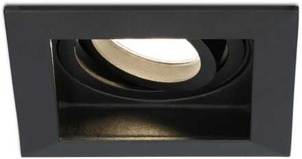 Fresno LED inbouwspot vierkant - GU10 - 4 Watt 345 lumen - 2700K Warm Wit - Dimbaar - Kantelbaar - Verzonken - IP20 voor binnen - Zwart