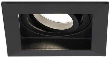 Fresno LED inbouwspot vierkant - GU10 - 4 Watt 345 Lumen - 4000K neutraal wit - Dimbaar - Kantelbaar - Verzonken - IP20 voor binnen - Zwart