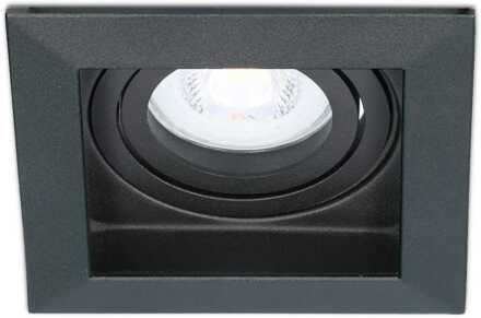 Fresno LED inbouwspot vierkant - GU10 - 4 Watt 345 Lumen - 6500K Daglicht Wit - Dimbaar - Kantelbaar - Verzonken - IP20 voor binnen - Zwart - Anti-glare