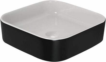 Fresno opbouw wastafel 42x42 zonder kraangat.zonder overloop wit-zwart.