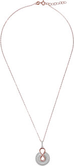 'Frida' Dames 925 Sterling Zilveren Ketting met Hanger - Zilver/Roze ZH-7437 - maat Zilver en roségoud