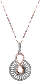 'Frida' Dames 925 Sterling Zilveren Set: Ketting + Oorbellen - Roze SET-7437 Rosé