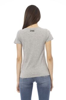 Frida Skull V-hals T-shirt Casual Stijl - maat Grijs