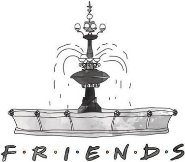 Friends Fountain Sketch dames t-shirt - Wit - L
