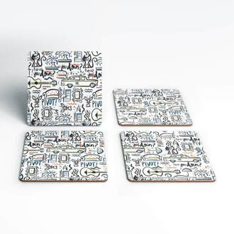 Friends Pattern Square Coaster Set