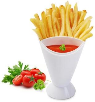 Frieten Kip Nuggets Kom Salade Cup Snack Kegel Cup Met Dipsaus Plaat Multifunctionele Plastic Servies