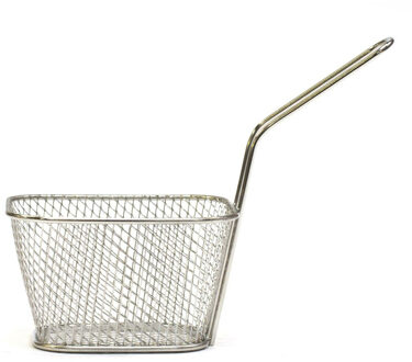 Frietmandje/patatjes serveermandje - zilver - metaal - 18 x 13 x 10 cm - draadmandje