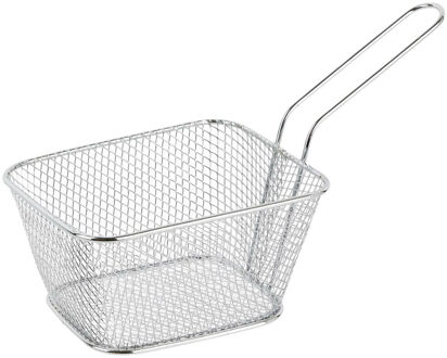 Frietmandje/patatjes serveermandje - zilver - metaal - 23 x 14 x 11 cm - draadmandje