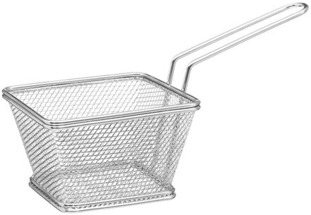 Frietmandje/serveermandje - zilver - RVS - 20,5 x 9 x 11 cm