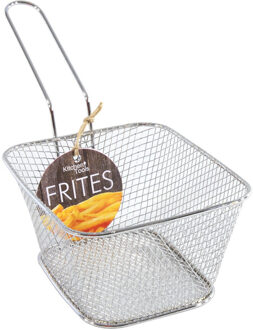 Frietmandje - zilver - 13,5 cm - RVS - serveermandje voor patat/snack - frituurmandje