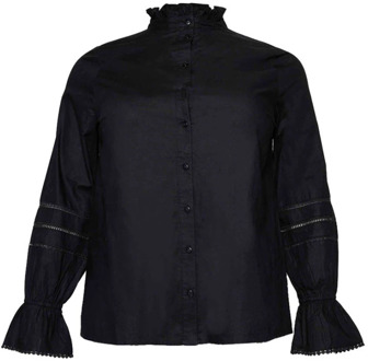 Frill Shirt in Zwart Only Carmakoma , Black , Dames - 2Xl,7Xl,6Xl,3Xl,4Xl