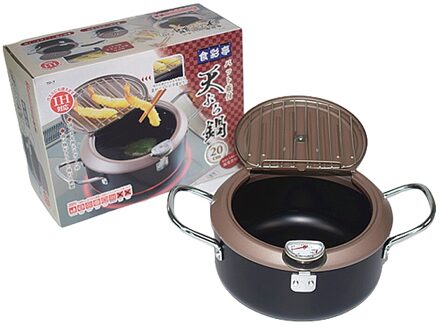 Friteuse Tempura Friteuse Met Deksel Huishouden Friteuse Met Thermometer Voor Frituren Pot Grill Hotpot Keuken Kookgerei Gebruiksvoorwerpen