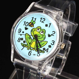 Frog Prince Bee Kids Children Cartoon Quartz Watch Baby Boy Girl Sport Unisex Transparent Band Wrist Watches
