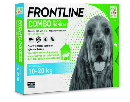 Frontline Combo - M: van 10 tot 20 kg - Anti vlooienmiddel en tekenmiddel - Hond - 6 pipetten