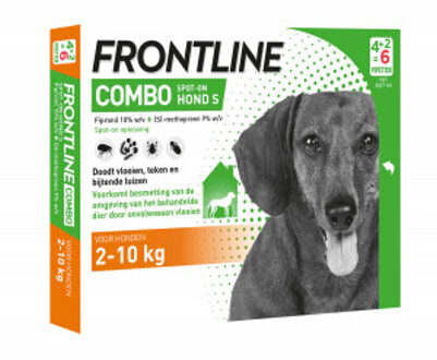 Frontline Combo - S: van 2 tot 10 kg - Anti vlooienmiddel en tekenmiddel - Hond - 3 pipetten