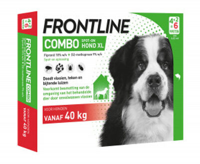 Frontline Combo - XL: van 40 tot 60 kg - Anti vlooienmiddel en tekenmiddel - Hond - 3 pipetten