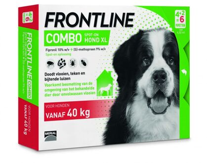 Frontline Combo - XL: van 40 tot 60 kg - Anti vlooienmiddel en tekenmiddel - Hond - 6 pipetten