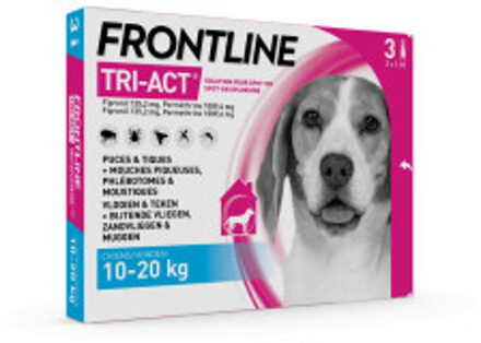 Frontline Tri-Act M - Teken en vlooienpipet - 3 pipetten - 10-20 kg