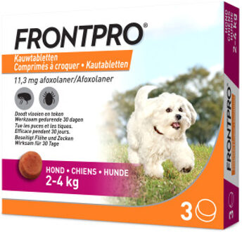 Frontpro Kauwtablet Hond 2-4KG S - Teken en vlooien tablet - 2-4 kg - 3 stuks