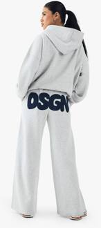 Frottee Applique Jogger Met Rechte Pijpen, Ash Grey