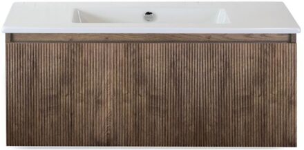 Frozen 3D Badmeubelset 100 cm - Greeplijst in Kleur - Charleston - Keramische Wastafel Wit Zonder Kraangat