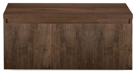 Frozen 3D Badmeubelset 100 cm - Greeplijst in Kleur - Inclusief Wastafelbovenblad Dark Oak