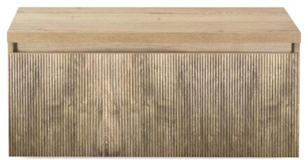 Frozen 3D Badmeubelset 100 cm - Greeplijst in Kleur - Inclusief Wastafelbovenblad French Oak